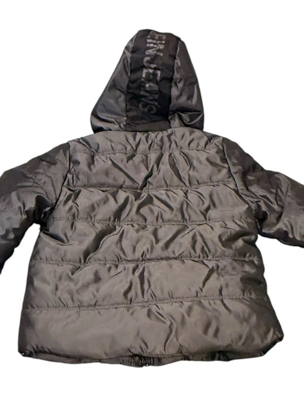Calvin Klein Boys Puffer Winter Jacket Hooded Gray Fleece Lined Logo Size 4T